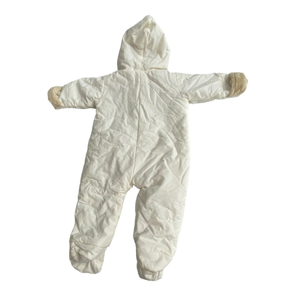 Old Navy Plush Bunting Winter Snow Suit 0-3 Months Furry Fleece Inside - Picture 5 of 14